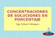 CONCENTRACIONES DE SOLUCIONES EN PORCENTAJE Ing. Nelson Velásquez