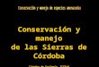 Conservación y manejo de las Sierras de Córdoba Cátedra de Ecología, FCEFyN