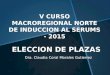 ELECCION DE PLAZAS Dra. Claudia Coral Morales Gutierrez V CURSO MACROREGIONAL NORTE DE INDUCCION AL SERUMS - 2015