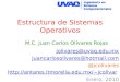Estructura de Sistemas Operativos M.C. Juan Carlos Olivares Rojas jolivares@uvaq.edu.mx juancarlosolivares@hotmail.com @jcolivares jcolivar