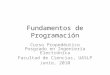 Fundamentos de Programación Curso Propedéutico Posgrado en Ingeniería Electrónica Facultad de Ciencias, UASLP Junio, 2010