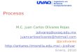 Procesos M.C. Juan Carlos Olivares Rojas jolivares@uvaq.edu.mx juancarlosolivares@hotmail.com @jcolivares jcolivar Enero,