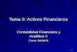 1 Tema 6: Activos Financieros Contabilidad Financiera y Analítica II Curso 2008/09