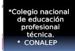Colegio nacional de educación profesional técnica.  CONALEP