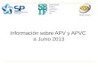 Información sobre APV y APVC a Junio 2013. Objetivo Este informe es una publicación conjunta de las Superintendencias de Pensiones (SP), de Bancos e Instituciones