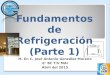 Fundamentos de Refrigeración (Parte 1) M. En C. José Antonio González Moreno 6° BC T/V MAI Abril del 2015