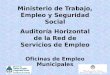 Ministerio de Trabajo, Empleo y Seguridad Social Auditoría Horizontal de la Red de Servicios de Empleo Oficinas de Empleo Municipales