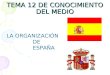 TEMA 12 DE CONOCIMIENTO DEL MEDIO LA ORGANIZACIÓN DE ESPAÑA