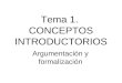 Tema 1. CONCEPTOS INTRODUCTORIOS Argumentación y formalización