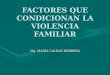 FACTORES QUE CONDICIONAN LA VIOLENCIA FAMILIAR Mg. MARIA CALDAS HERRERA