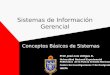 Sistemas de Información Gerencial Conceptos Básicos de Sistemas Prof. José Luis Artigas R. Universidad Nacional Experimental Politécnica de la Fuerza Armada
