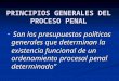 PRINCIPIOS GENERALES DEL PROCESO PENAL “ Son los presupuestos políticos generales que determinan la existencia funcional de un ordenamiento procesal penal