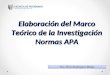 Elaboración del Marco Teórico de la Investigación Normas APA Dra. Silvia Rodríguez Melga