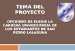 TEMA DEL PROYECTO OPCIONES DE ELEGIR LA CARRERA UNIVERSITARIA DE LOS ESTUDIANTES DE SAN PEDRO LALAGUNA
