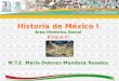 1 Historia de México I Área Histórico Social Bloque III M.T.E. María Dolores Mendoza Rosales