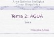 Tema 2: AGUA Area Química Biológica Curso: Bioquímica  Dra. Silvia M. Varas 2015