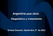 Argentina post 2015: Diagnóstico y tratamiento Enrique Szewach, Septiembre 17 de 2015