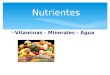  Vitaminas - Minerales - Agua Nutrientes. Vitaminas