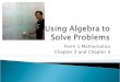 Using Algebra to  Solve Problems