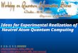 Ideas for Experimental Realization of Neutral Atom Quantum Computing