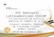 XVI Seminario Latinoamericano ASOCAM  Co-construcción de políticas públicas de fomento de la ESS