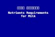 第十六章 泌乳的营养需要 Nutrients Requirements for Milk