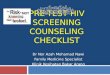 PRE-TEST HIV SCREENING COUNSELING CHECKLIST