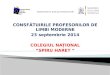 CONSF Ă TUIRILE  PROFESORILOR DE  LIMBI MODERNE 2 3  septembrie 20 14 COLEGIUL  NAȚIONAL