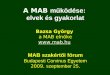 A MAB  működése:  elvek és gyakorlat Bazsa György  a MAB elnöke mab.hu MAB szakértői fórum