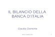 IL BILANCIO DELLA  BANCA D’ITALIA Claudio Clemente
