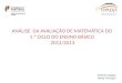 ANÁLISE  DA AVALIAÇÃO DE MATEMÁTICA DO 1.º CICLO DO ENSINO BÁSICO  2012/2013