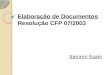 Elaboração de Documentos Resolução CFP 07/2003
