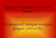 Quelles langues parlons-nous? ______________ L'espagnol: langue unique, langue plurielle