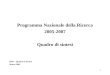 Programma Nazionale della Ricerca 2005-2007 Quadro di sintesi PNR – Quadro di Sintesi Marzo 2005