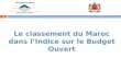 Le classement du Maroc dans l’Indice sur le Budget Ouvert