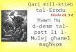 Qari mill-ktieb  tal-Eżodu Eżodu  24, 3-8 Hawn  hu d- demm tal-patt  li l- Mulej għamel magħkom