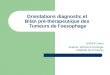 Orientations diagnostic et  Bilan pré-thérapeutique des  Tumeurs de l’oesophage