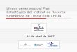 Líneas generales del Plan Estratègico del Institut de Recerca Biomèdica de Lleida (IRBLLEIDA)