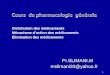 Distribution des médicaments Mécanisme d’action des médicaments  Élimination des médicaments