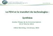 Le FEM et le transfert de technologies :  Synthèse