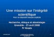 Une mission sur l’intégrité scientifique Pour un dispositif français explicite