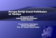 Avrupa Birliği Enerji Politikaları ve Türkiye