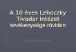 A 10 éves Lehoczky Tivadar Intézet  tevékenysége röviden
