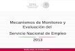 Mecanismos de Monitoreo y  Evaluación del  Servicio  Nacional de  Empleo 2013