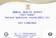ANNUAL HEALTH SURVEY FACT SHEET Second  Updation  round(2012-13) KEY FINDINGS