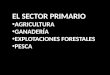 EL SECTOR PRIMARIO AGRICULTURA GANADERA EXPLOTACIONES FORESTALES PESCA