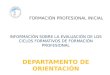 INFORMACIÓN SOBRE LA EVALUACIÓN DE LOS CICLOS FORMATIVOS DE FORMACIÓN PROFESIONAL DEPARTAMENTO DE ORIENTACIÓN FORMACIÓN PROFESIONAL INICIAL