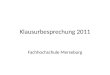 Klausurbesprechung 2011 Fachhochschule Merseburg