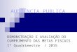 AUDIÊNCIA PUBLICA DEMONSTRAÇÃO E AVALIAÇÃO DO CUMPRIMENTO DAS METAS FISCAIS 1º Quadrimestre / 2015