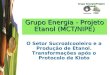 Grupo Energia/Projeto Etanol Grupo Energia - Projeto Etanol (MCT/NIPE) O Setor Sucroalcooleiro e a Produção de Etanol. Transformações após o Protocolo